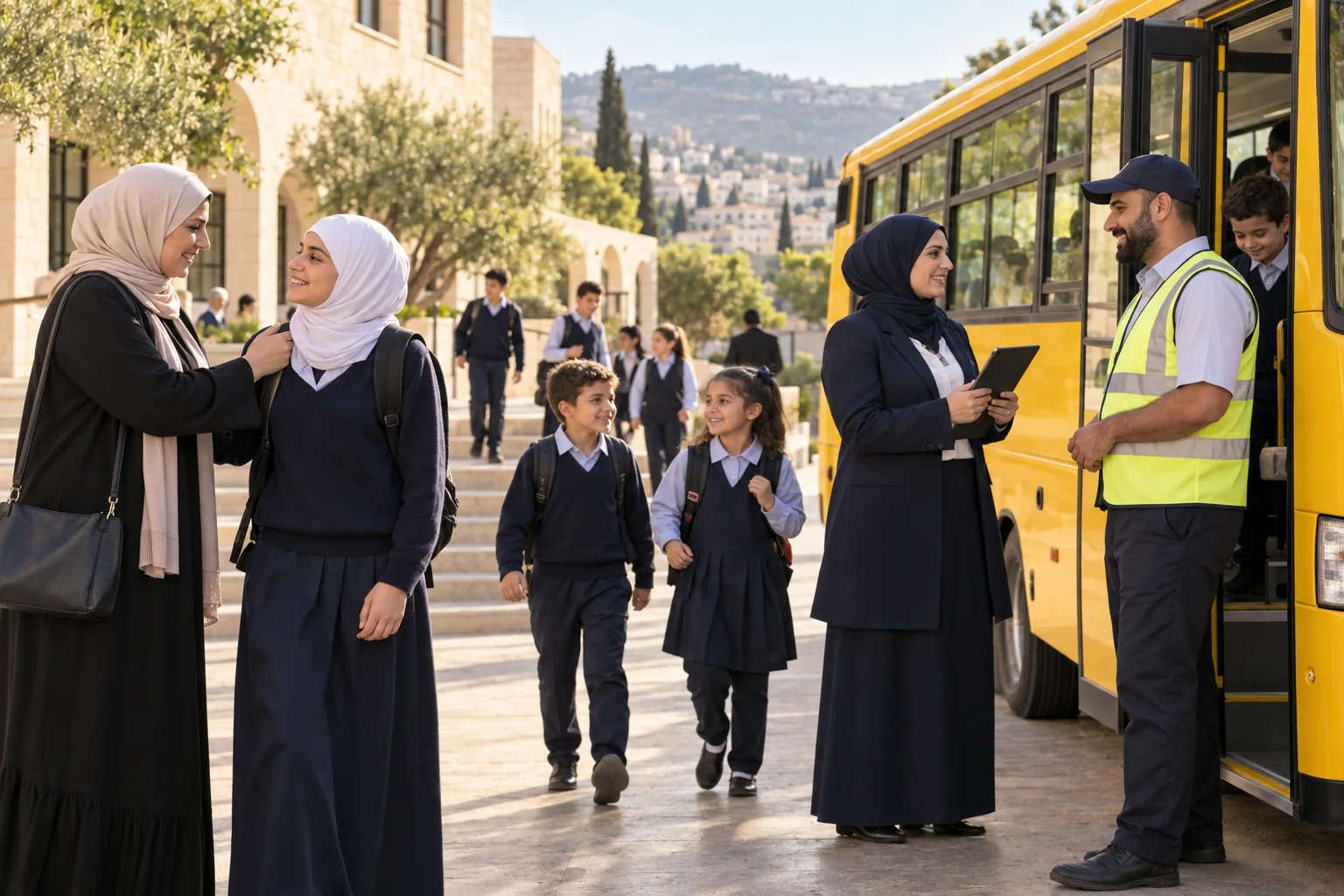 A diverse school transportation community with parents students and a coordinator